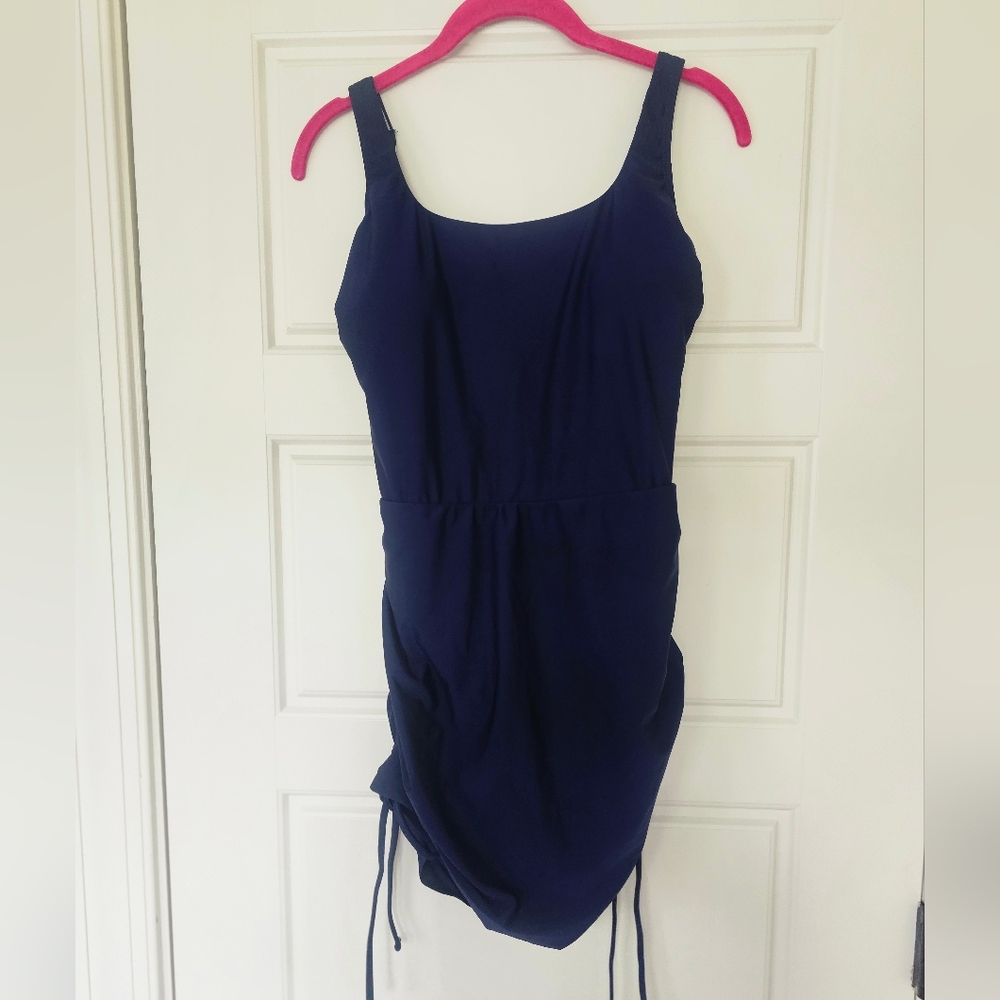 Cupshe Navy Blue Ruched Swim Dress